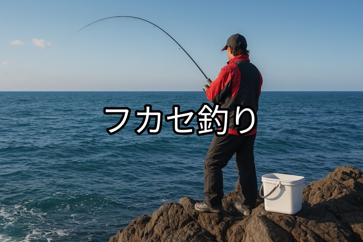 磯でフカセ釣りをする男性の写真