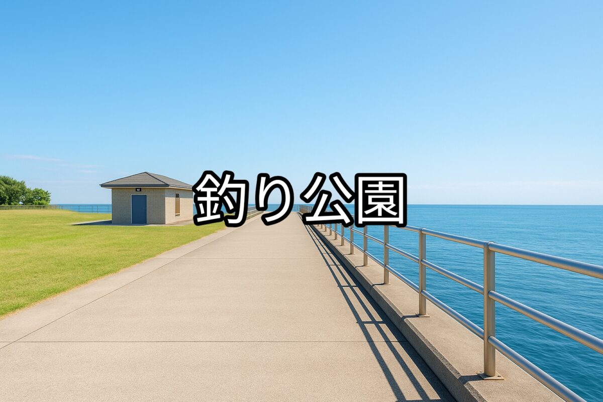 トイレも設置されている釣り公園の写真