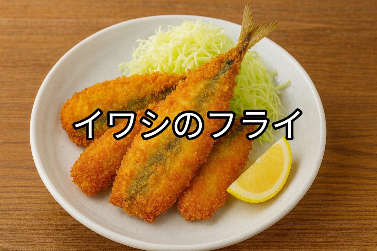 白いお皿に盛り付けられたイワシのフライの画像