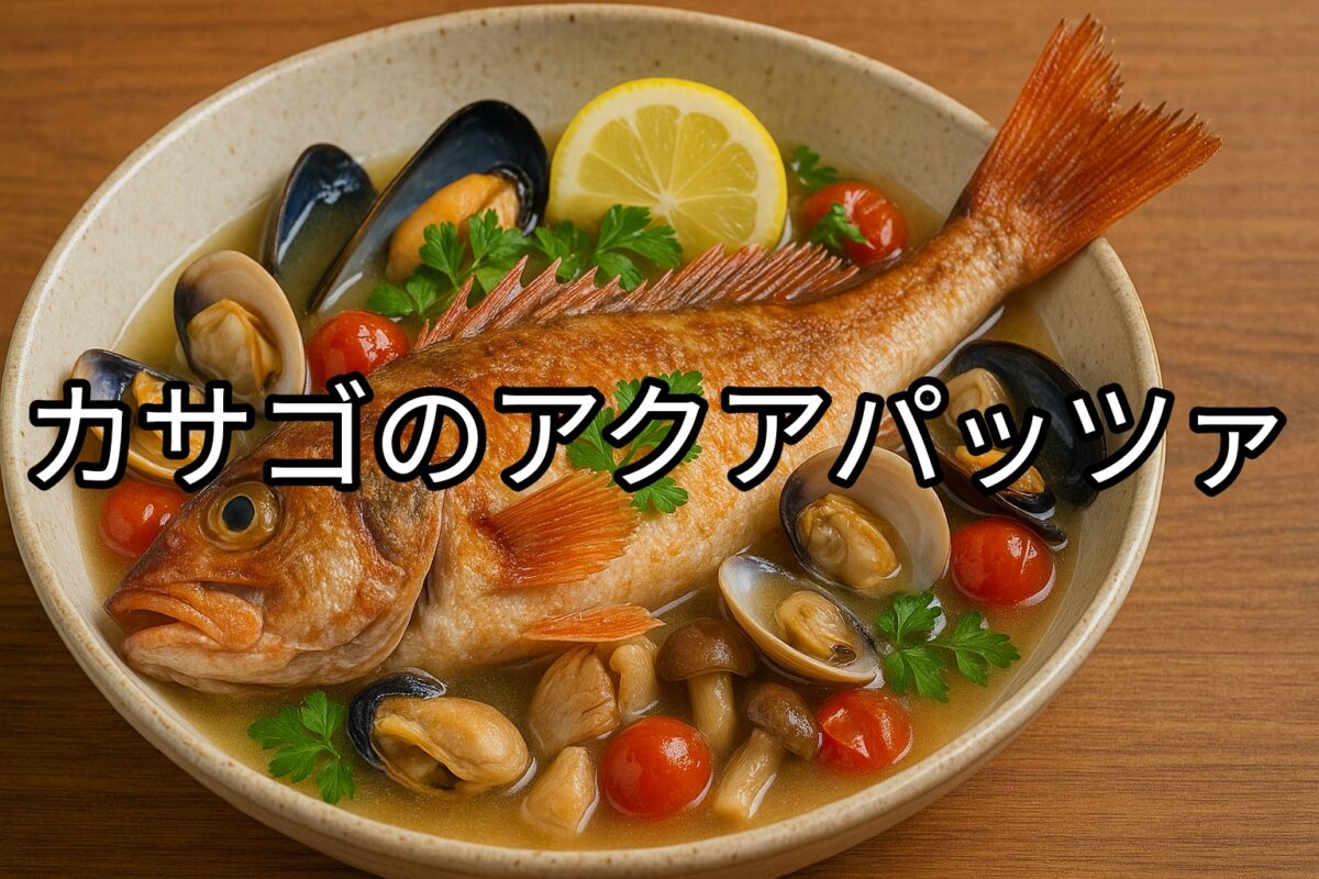 お更に盛り付けられたカサゴのアクアパッツァの画像