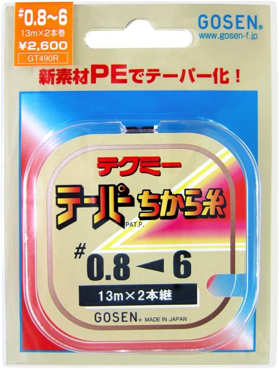 ゴーセン テクミーテーパーちから糸 13m×2本巻 0.8-6号 赤